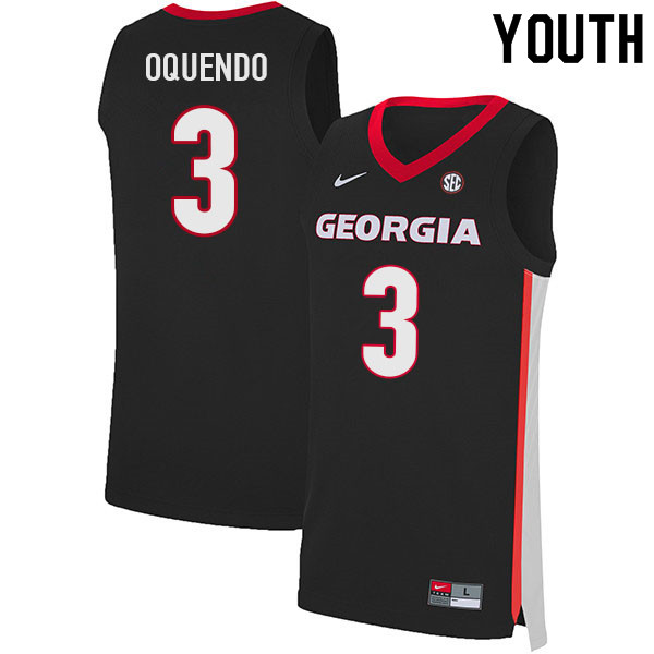 Youth #3 Kario Oquendo Georgia Bulldogs College Basketball Jerseys Sale-Black